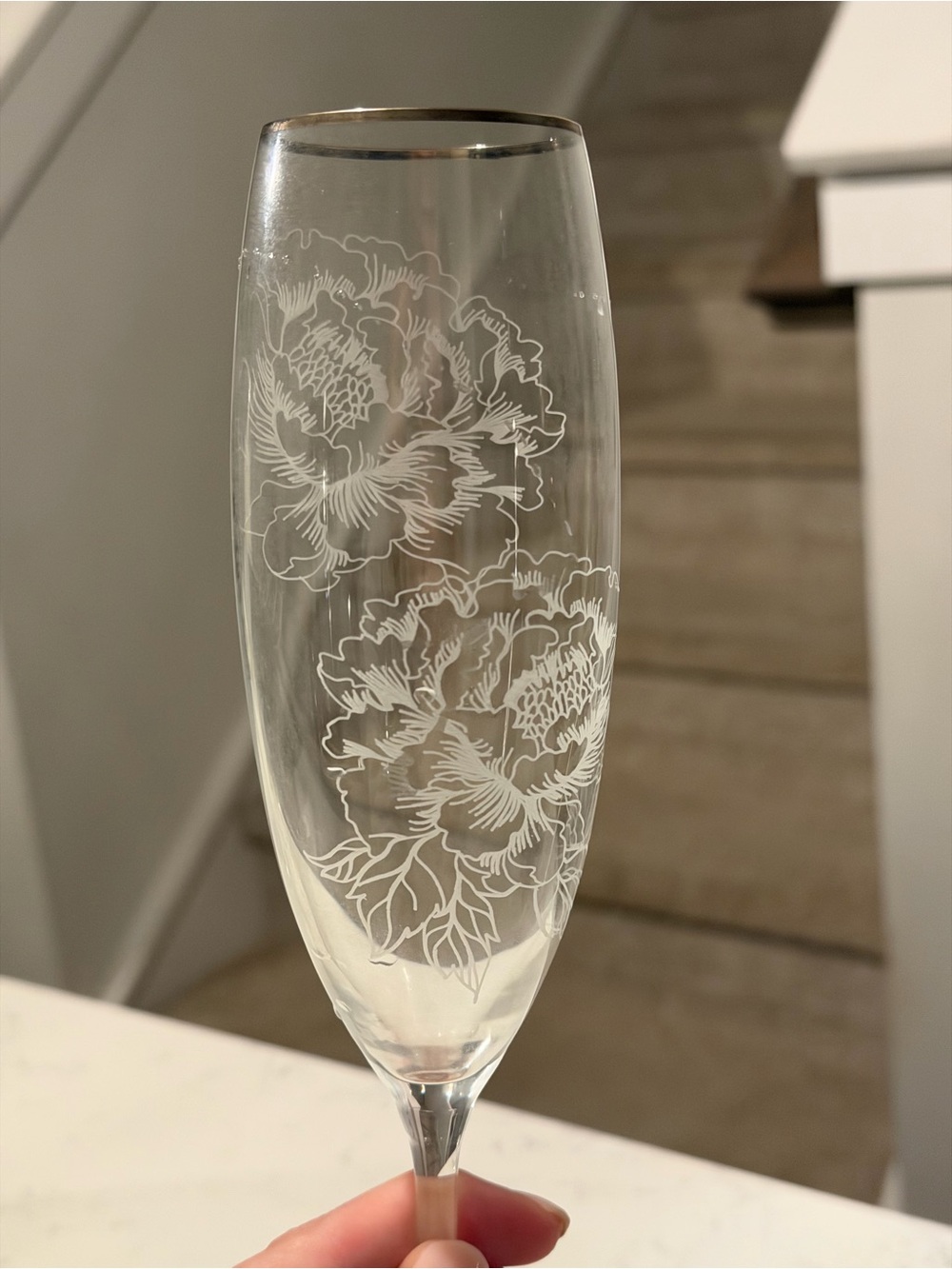 Lenox Silver Peony Toasting Flutes - Picture 5 of 8